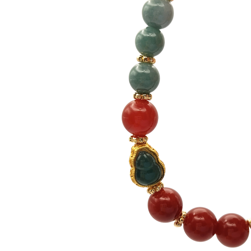 Nan Hong Agate With Guatemalan Jade Hulu Design